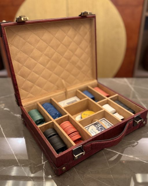 Maroon Shrunken Leather Poker Set