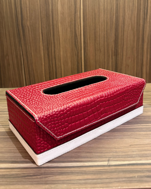 Red croco Leather Tissue Box