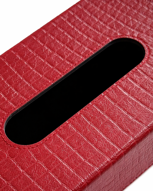 Red croco Leather Tissue Box