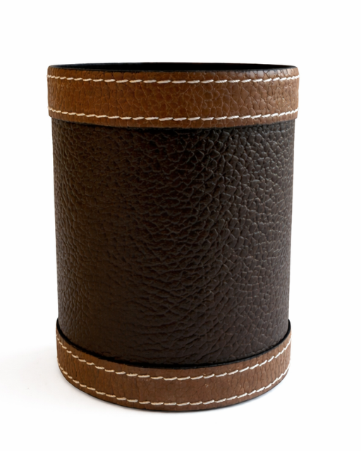 Brown Pebbled Leather Pen Holder with Tan Strap