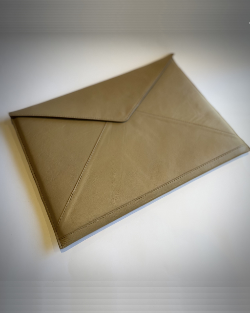 Beige Leather Laptop Sleeve