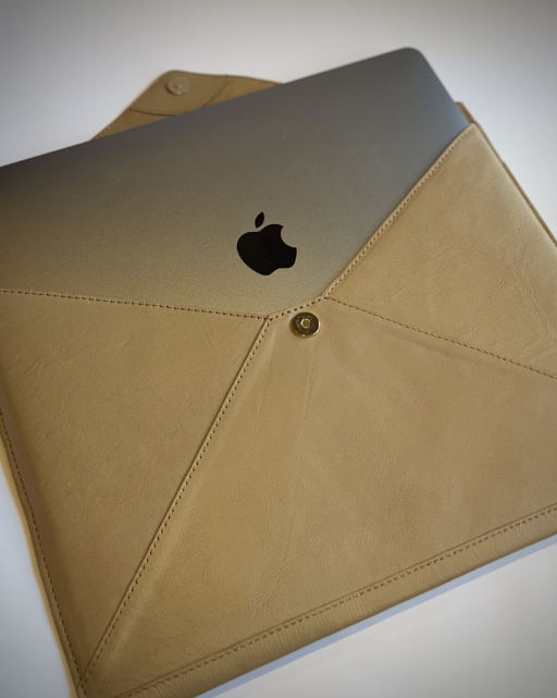 Beige Leather Laptop Sleeve