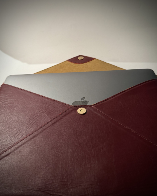 Maroon Leather Laptop Sleeve