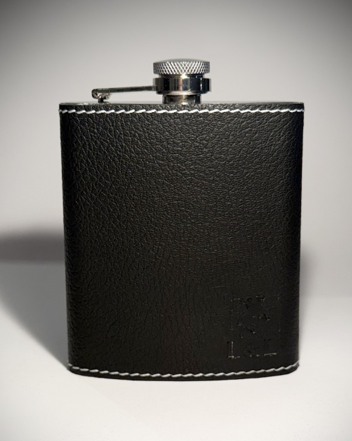 Black Pebbled Leather Hip Flask