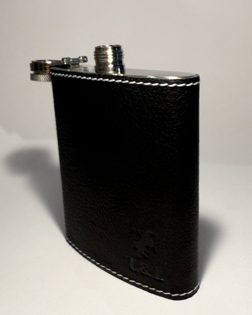 Black Pebbled Leather Hip Flask
