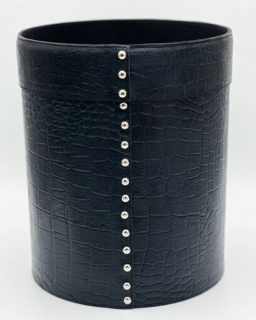 LEATHER CROCO PRINT PAPER BIN BLUE