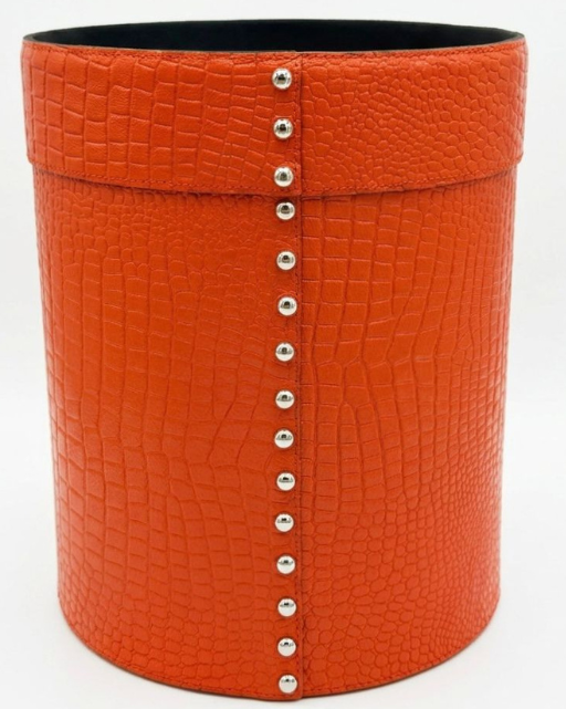 LEATHER CROCO PRINT PAPER BIN ORANGE
