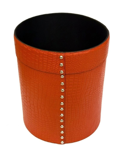 LEATHER CROCO PRINT PAPER BIN ORANGE