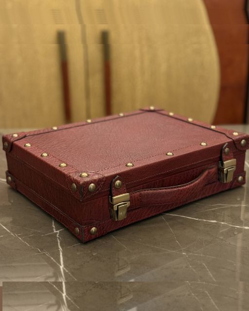 Maroon Shrunken Leather Poker Set