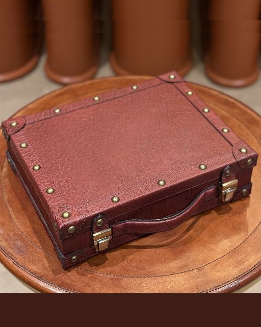 Maroon Shrunken Leather Poker Set