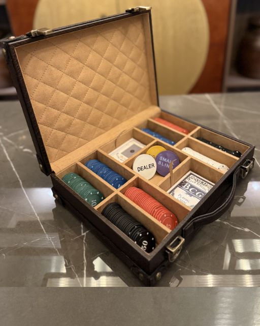 Brown Shrunken Leather Poker Set