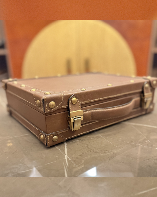 Light Brown Leather Poker Set