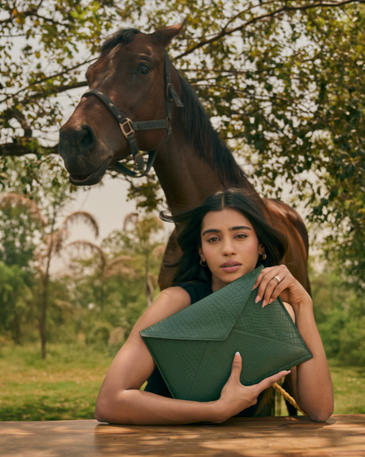 Green Croco Leather Laptop Sleeve
