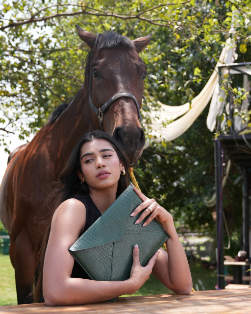 Green Croco Leather Laptop Sleeve