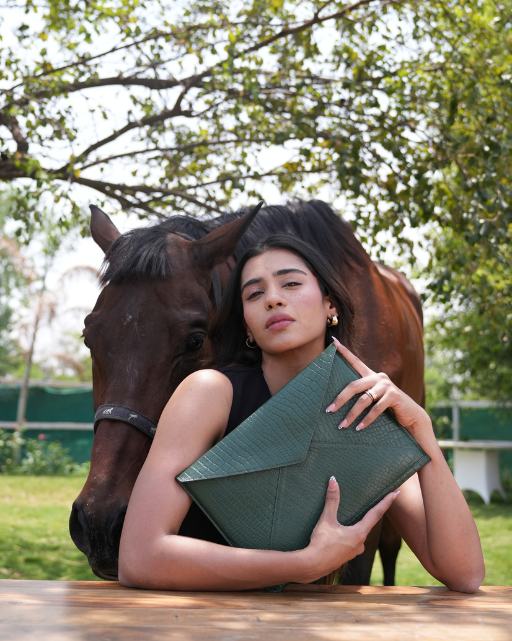 Green Croco Leather Laptop Sleeve