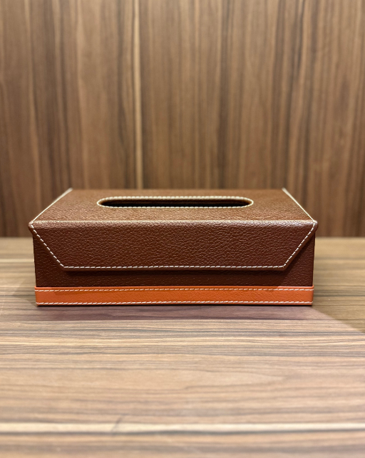 Brown Pebbled Leather Tissue Box