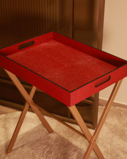 Leather Butler Tray Red