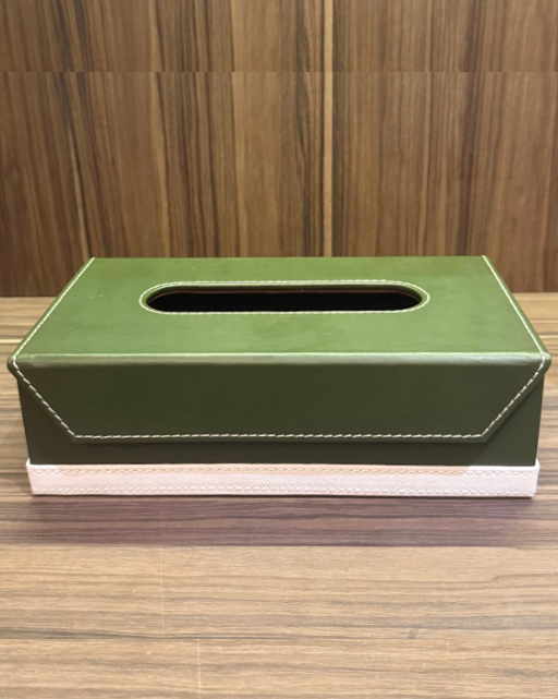 Olive Green Leather Tissue box
