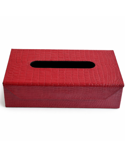 Red croco Leather Tissue Box