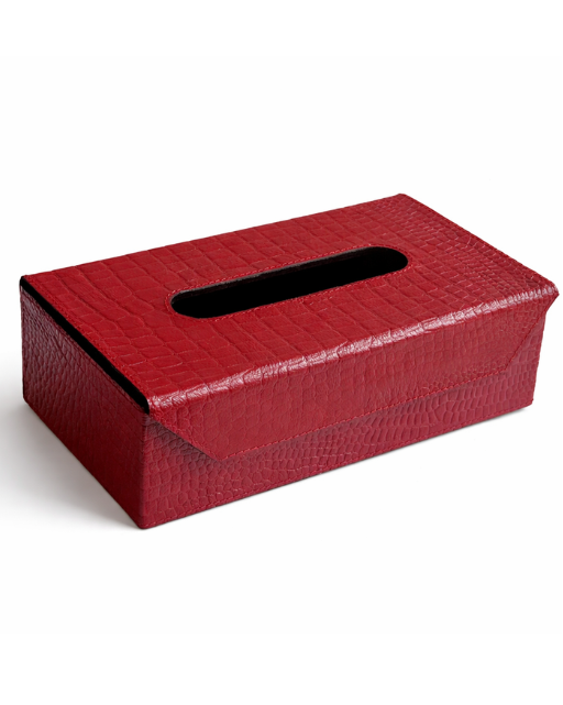 Red croco Leather Tissue Box