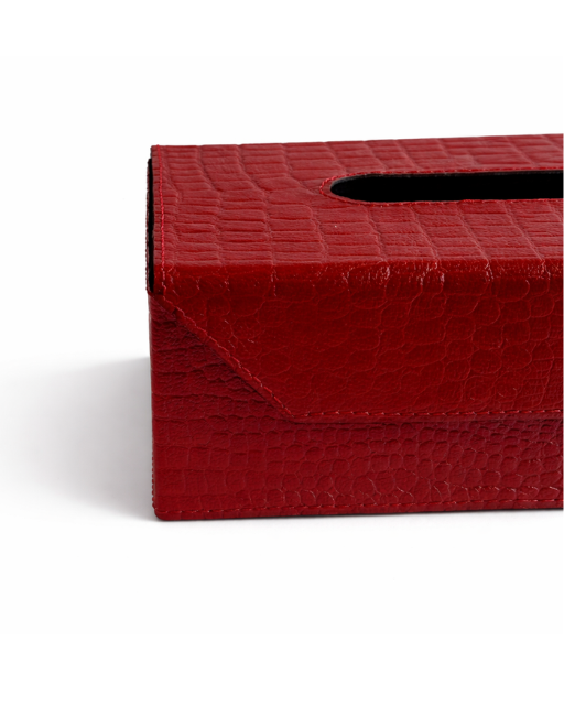 Red croco Leather Tissue Box