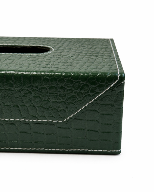 Green Croco Print Tissue Box