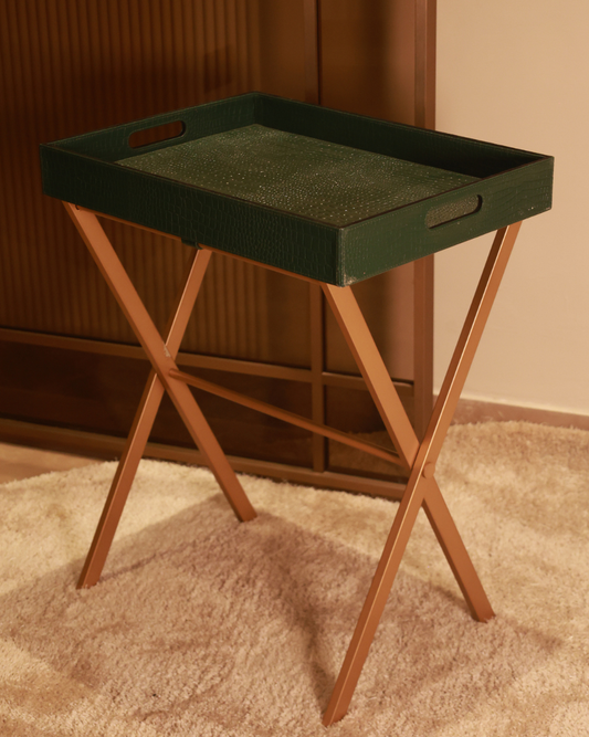 Leather Butler Tray Green