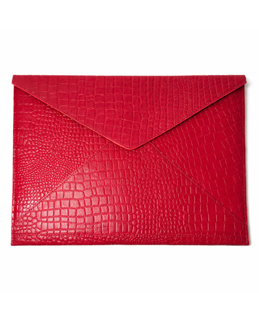 Red Croco Leather Laptop Sleeve