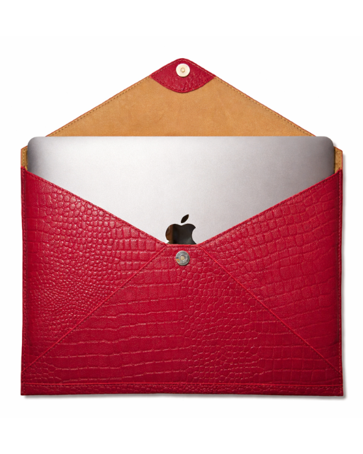 Red Croco Leather Laptop Sleeve