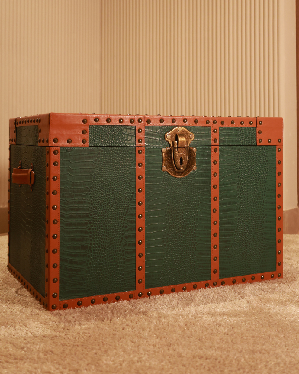 Green Croco Print Trunk