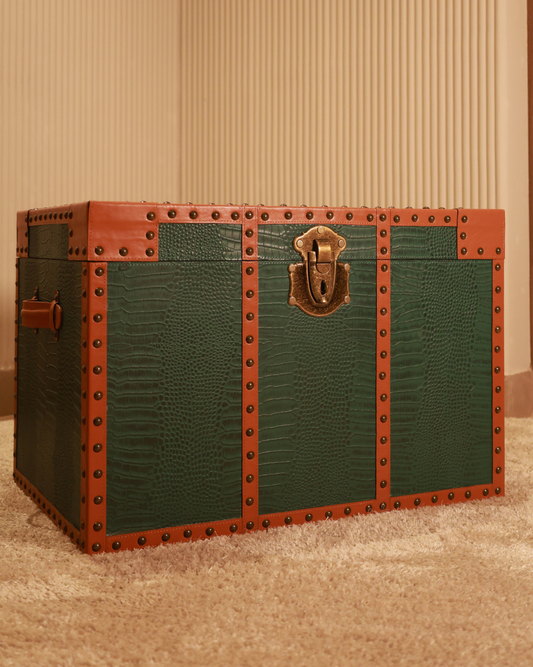 Green Croco Print Trunk