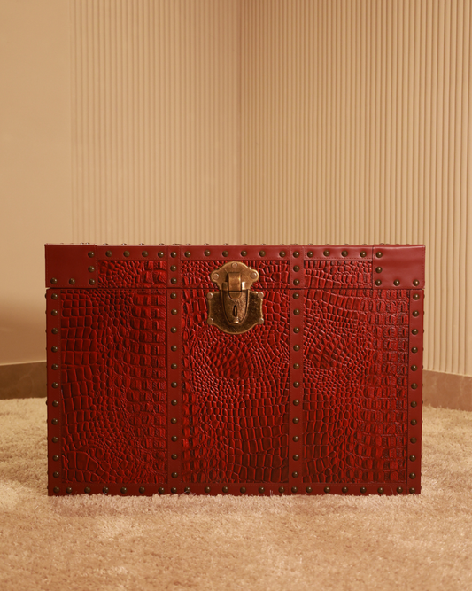 Wine Croco Print Trunk