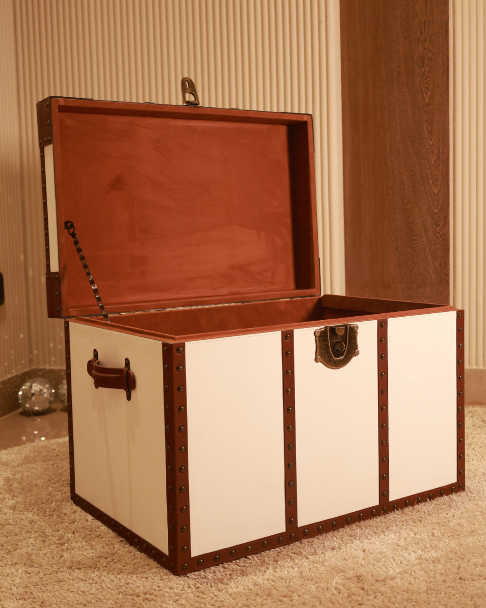 White Trunk with Brown Strips