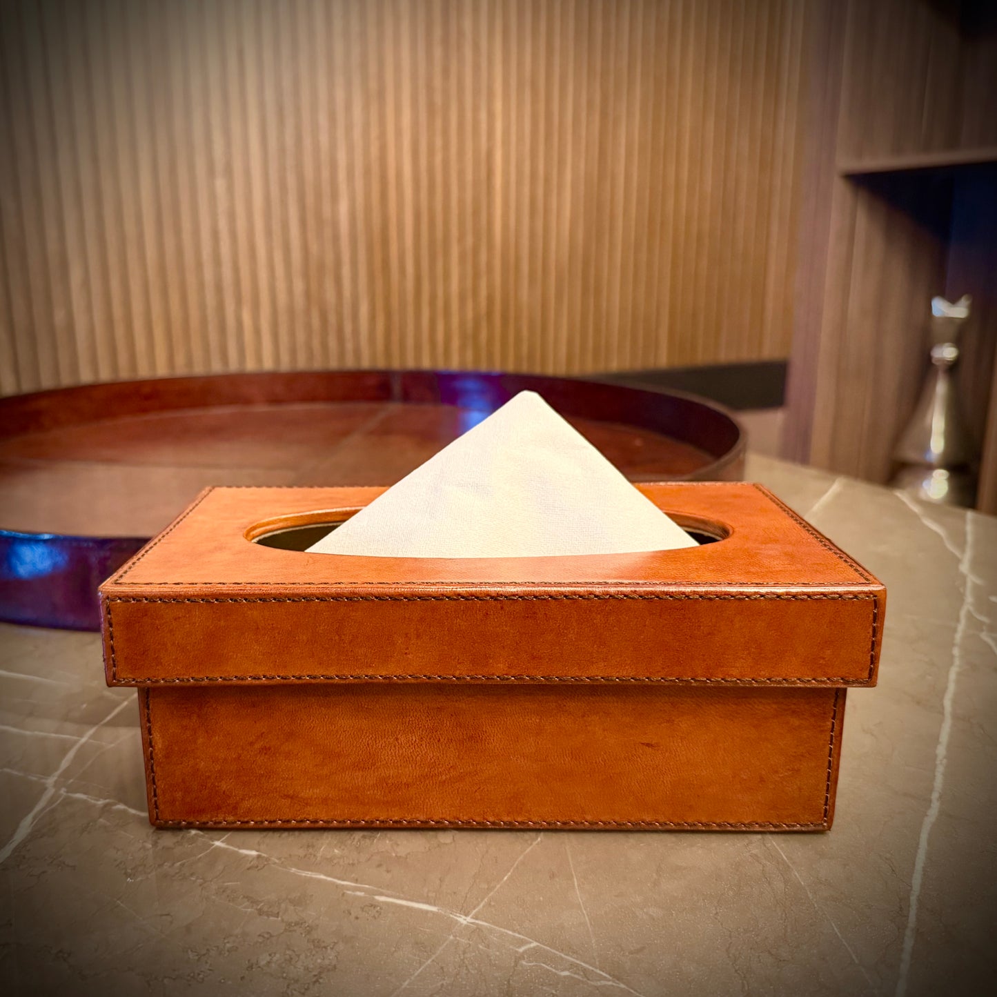 Premium Leather Tissue Box