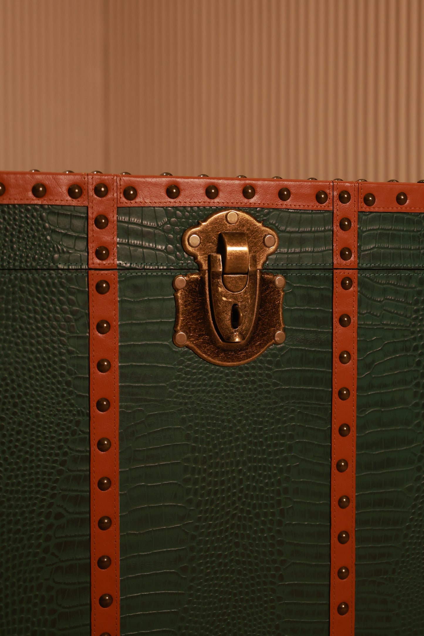 Green Croco Print Trunk