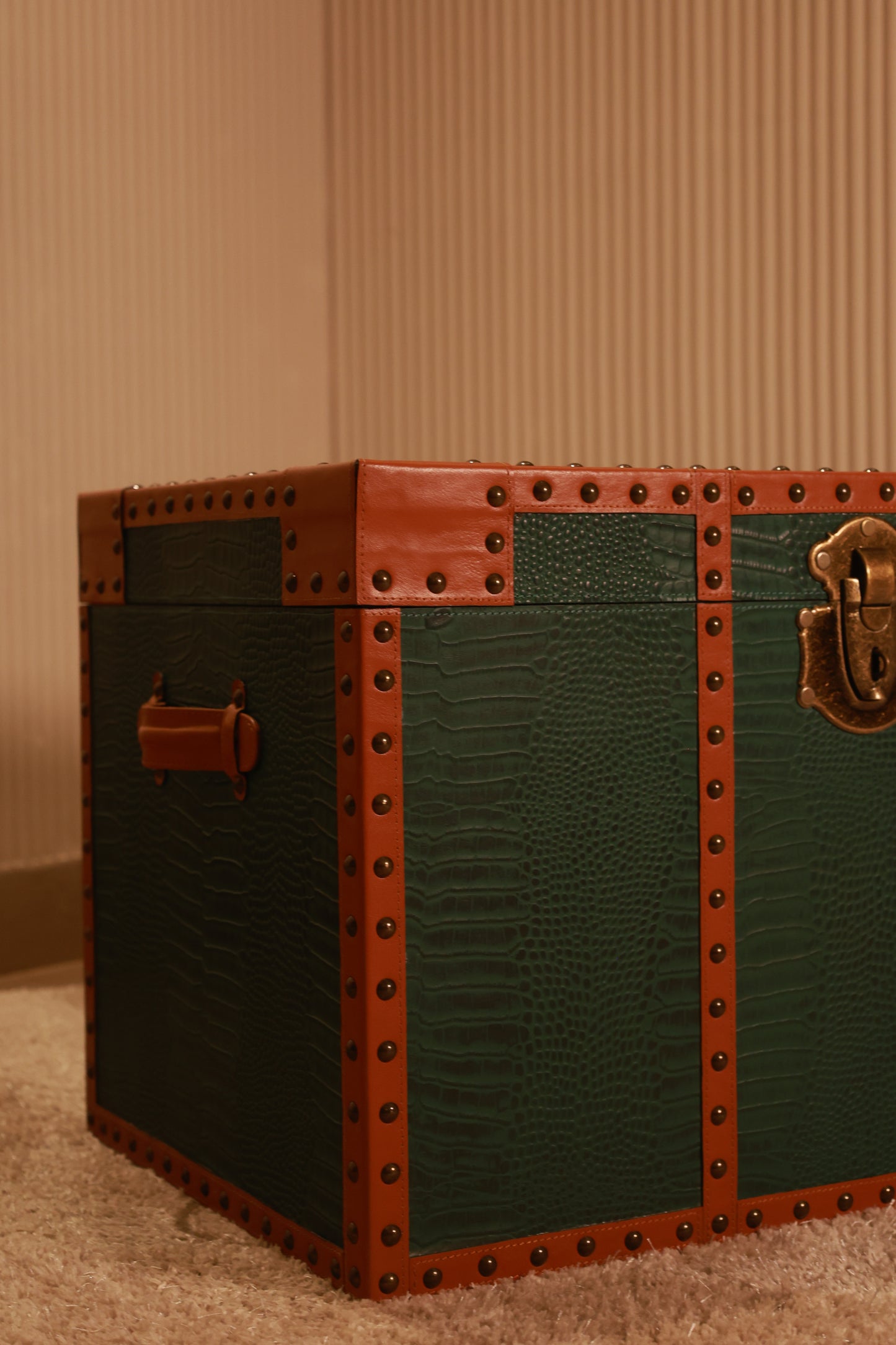 Green Croco Print Trunk