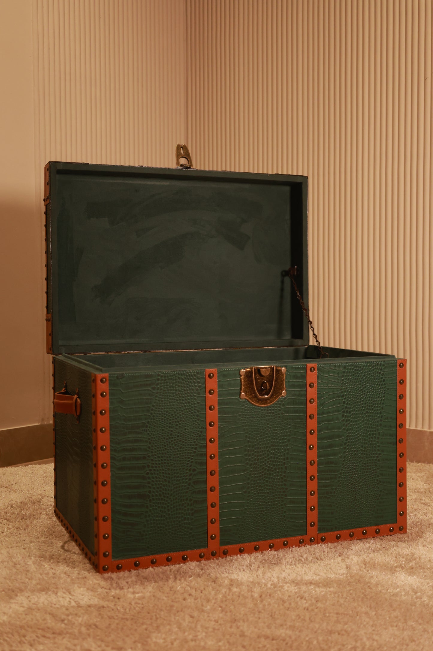 Green Croco Print Trunk