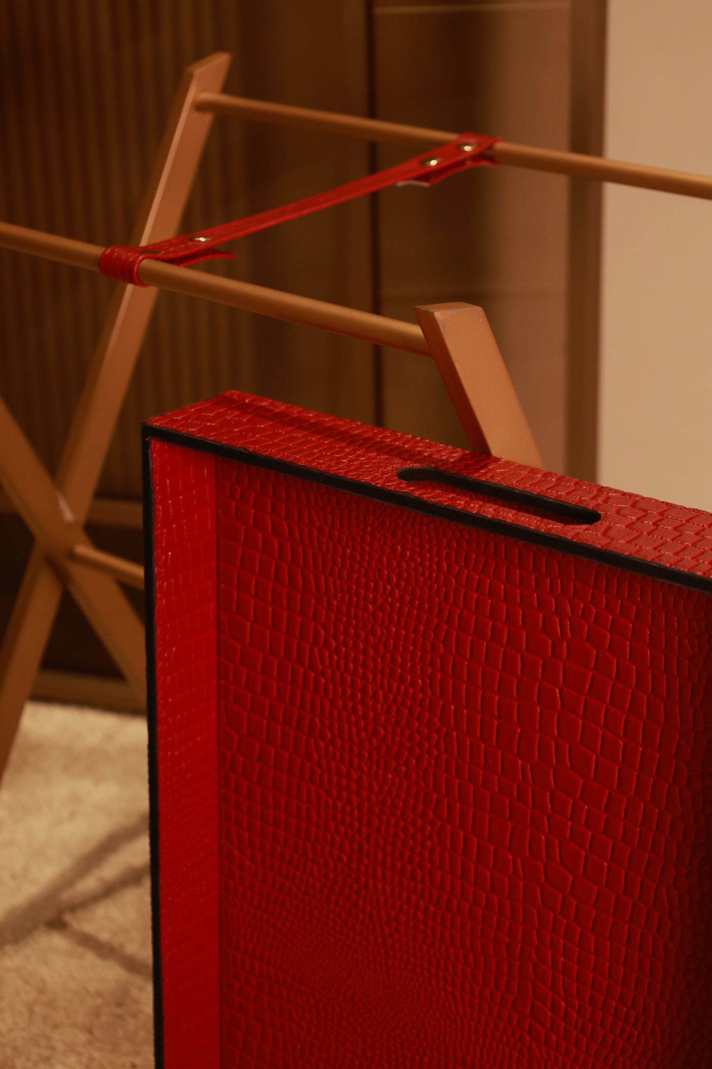 Leather Butler Tray Red