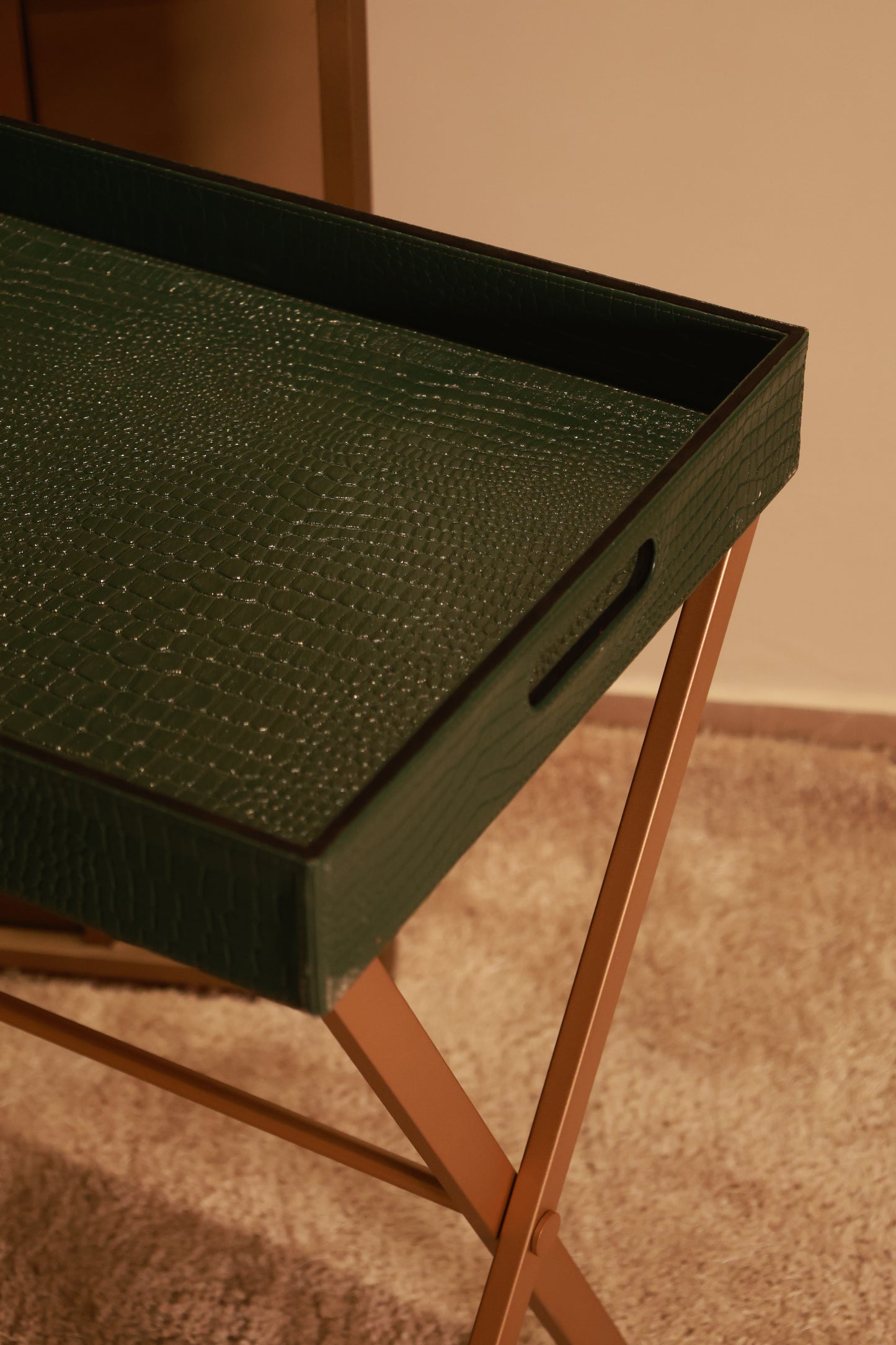 Leather Butler Tray Green