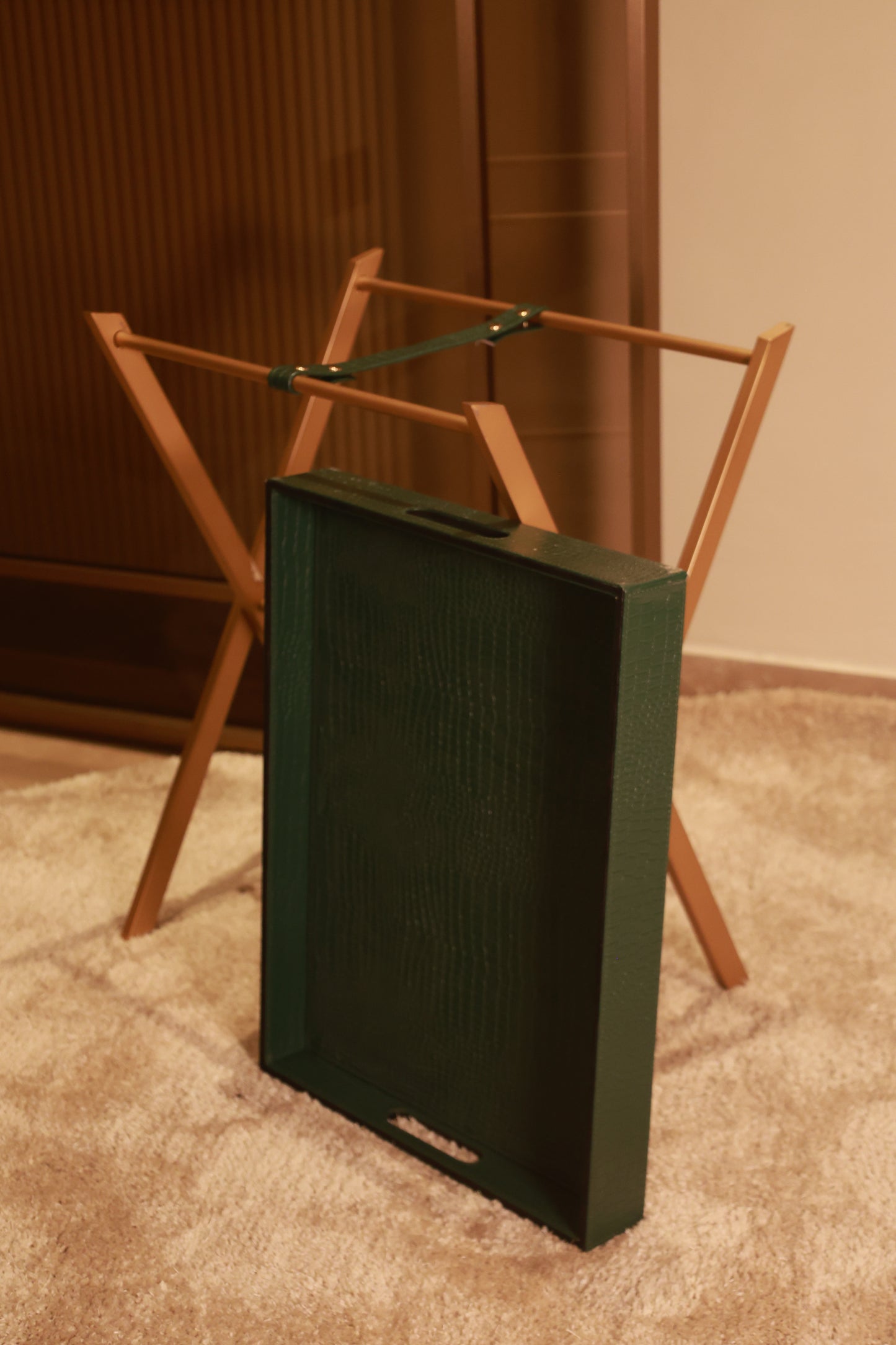Leather Butler Tray Green